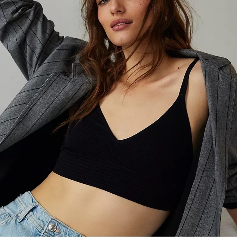 Free People Black Seams Right Bralette New Size Medium
